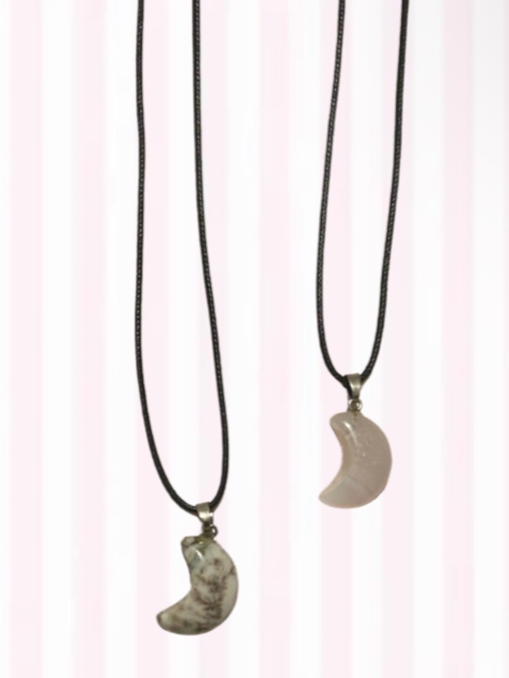 Crescent Moon Crystal Pendant Necklace in Beige and Cream - Women Jewelry